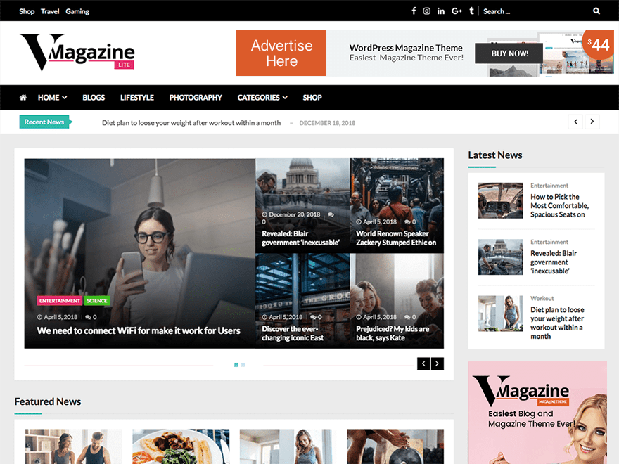 best free wordpress news & magazine themes