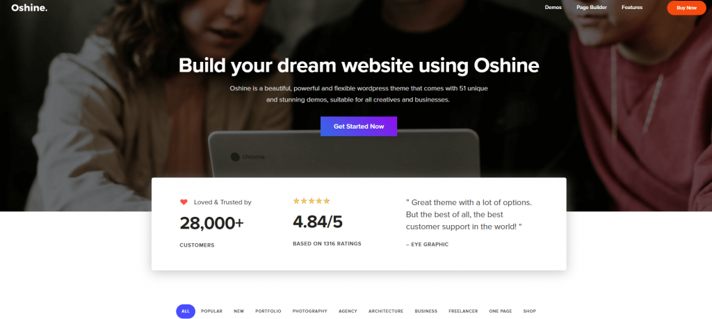 Oshine WordPress theme ss