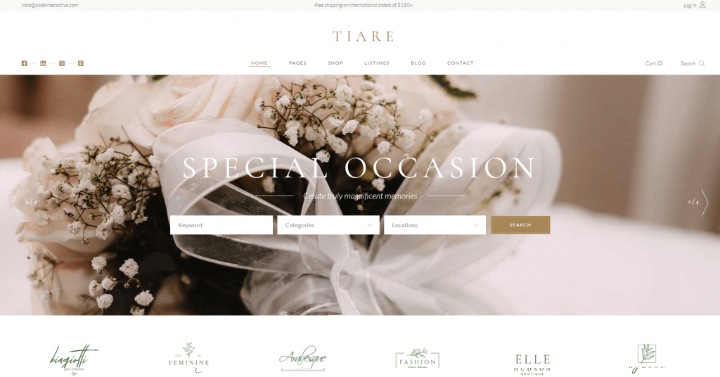 Tiare - Wedding Vendor Directory Theme ss